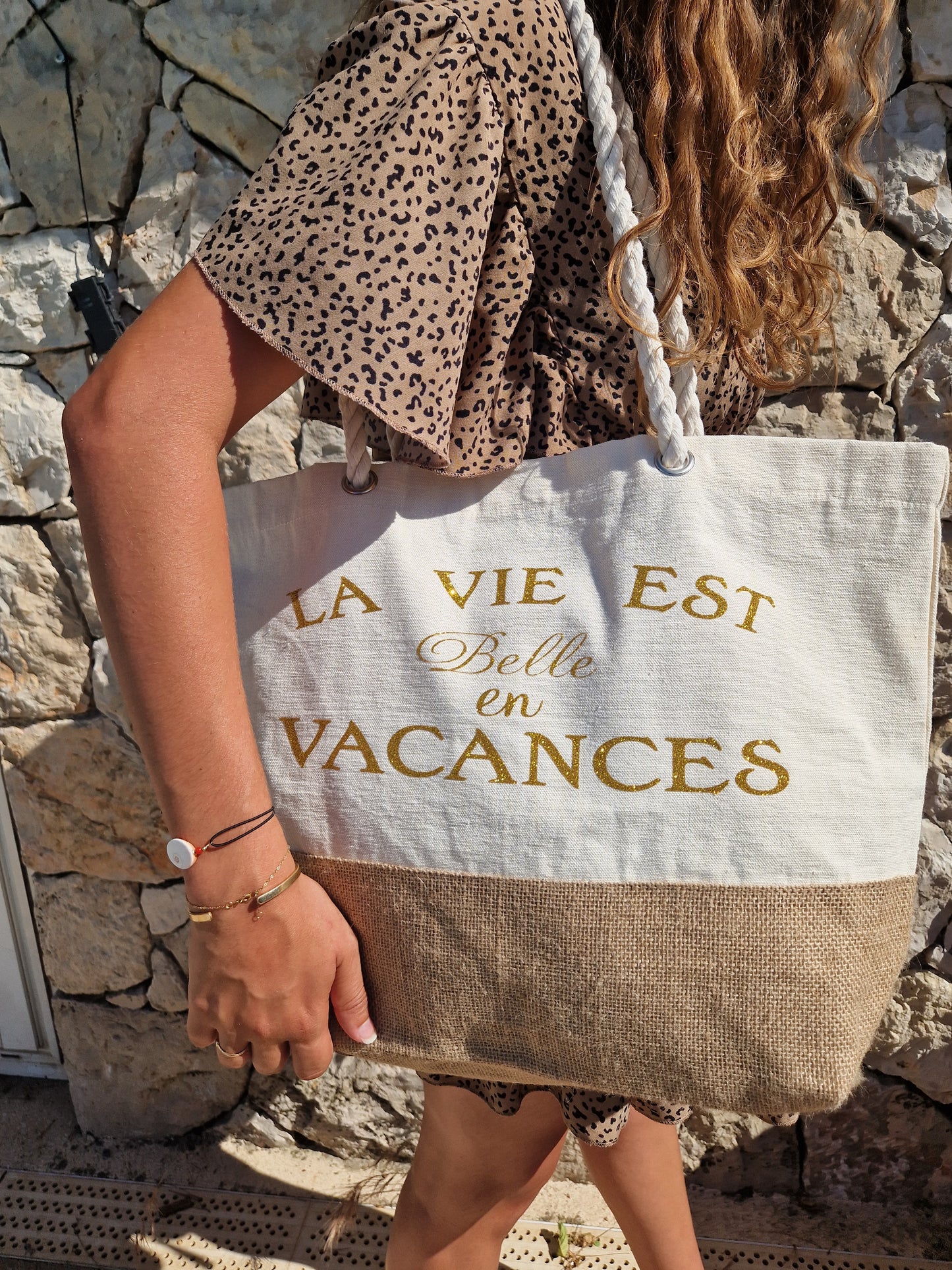 Sac de plage "La vie est belle..." personnalisable