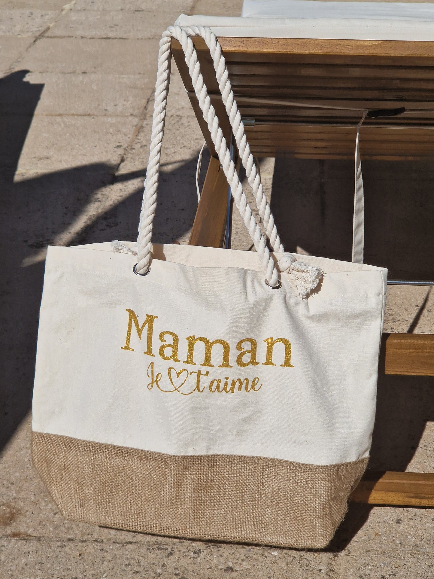 Sac de plage "Je t'aime" personnalisable