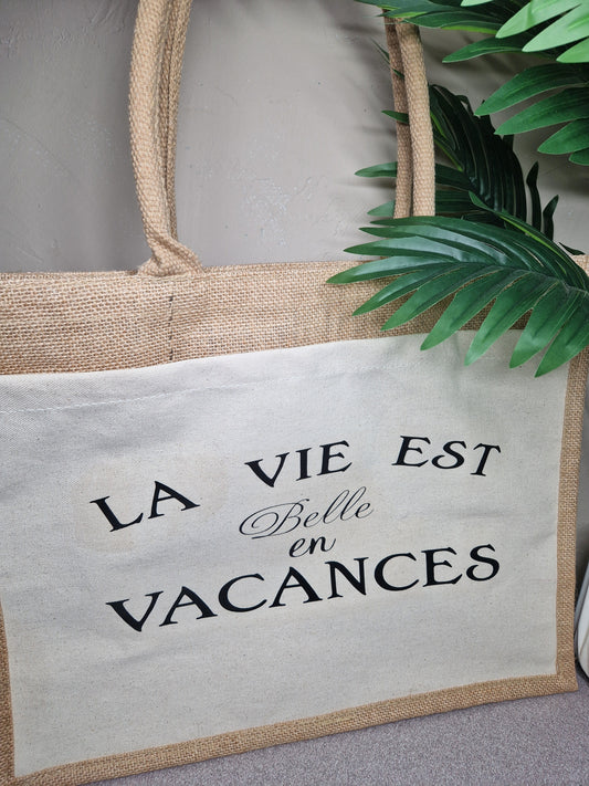Sac à provisions "La vie est belle..." personnalisable